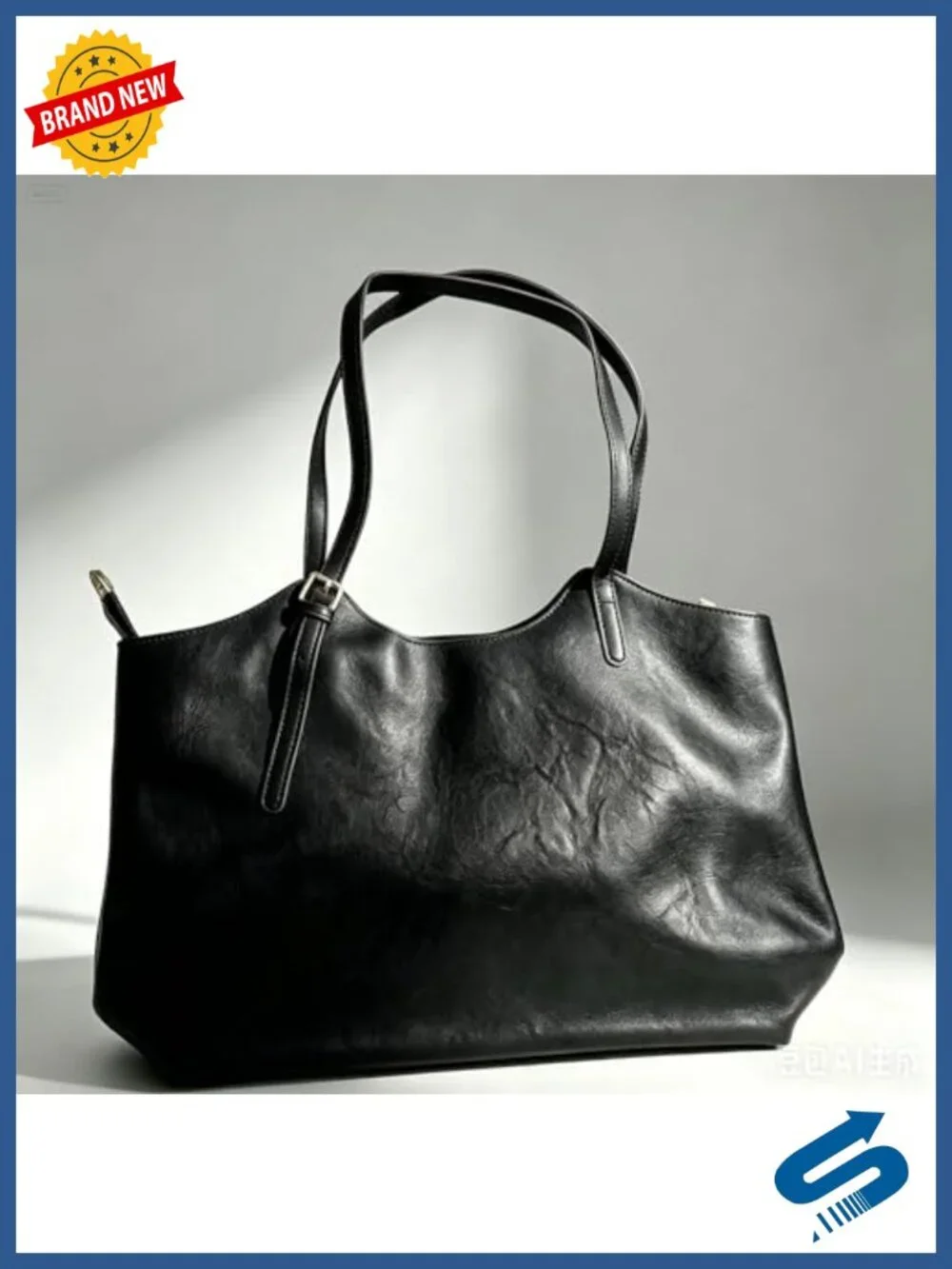 Large Faux Leather Tote Bag for Women Office Commute Laptop Shoulder Handbag